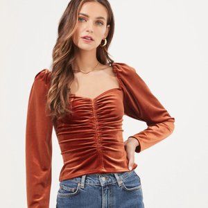 VANYA RUCHED VELVET TOP